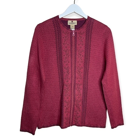 Woolrich Sweaters - Woolrich‎ Women’s Full Zip Long Sleeve Dotted Pattern Sweater in Pink Size Small